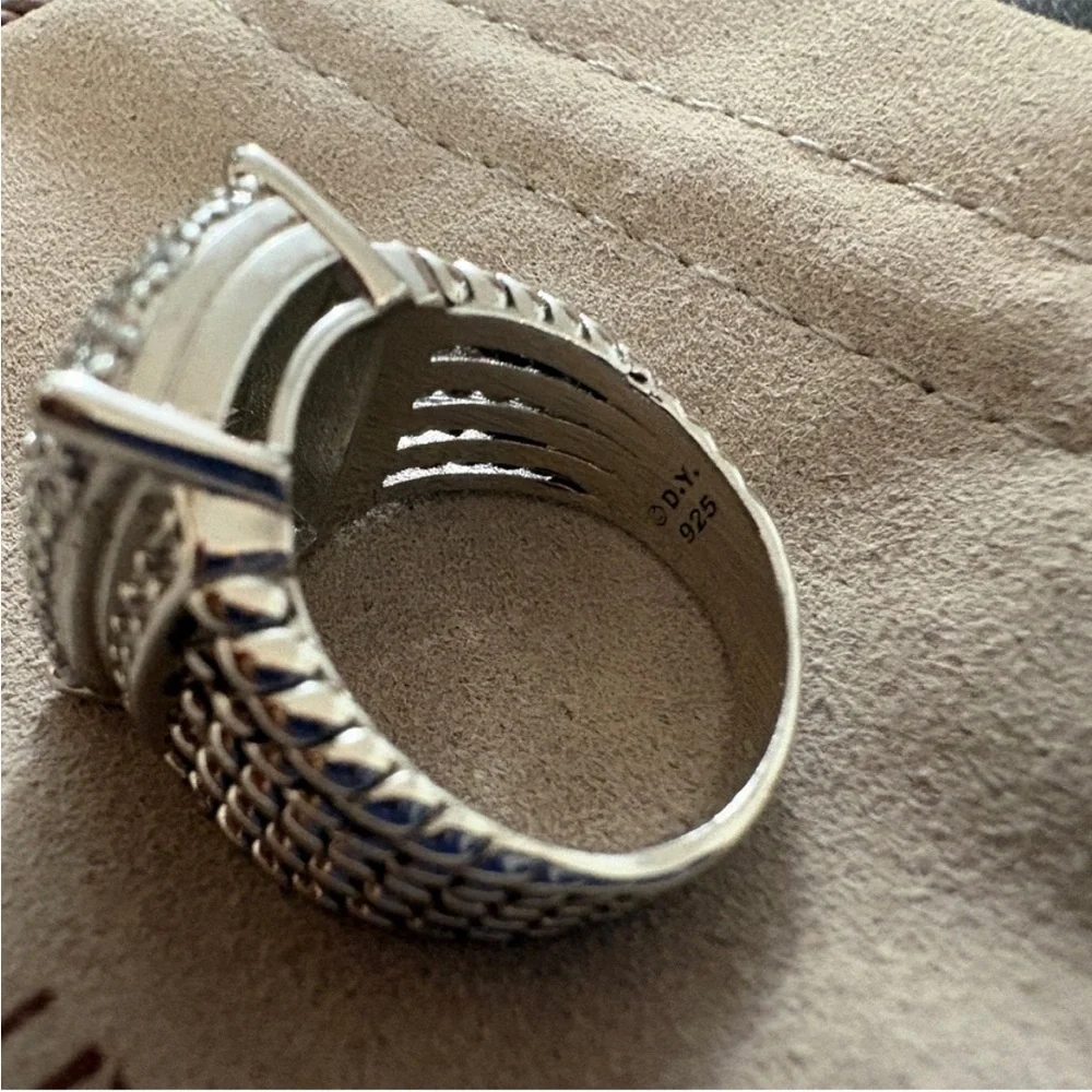 David Yurman Pavé Diamond Sterling Silver Dome Ring - Silver